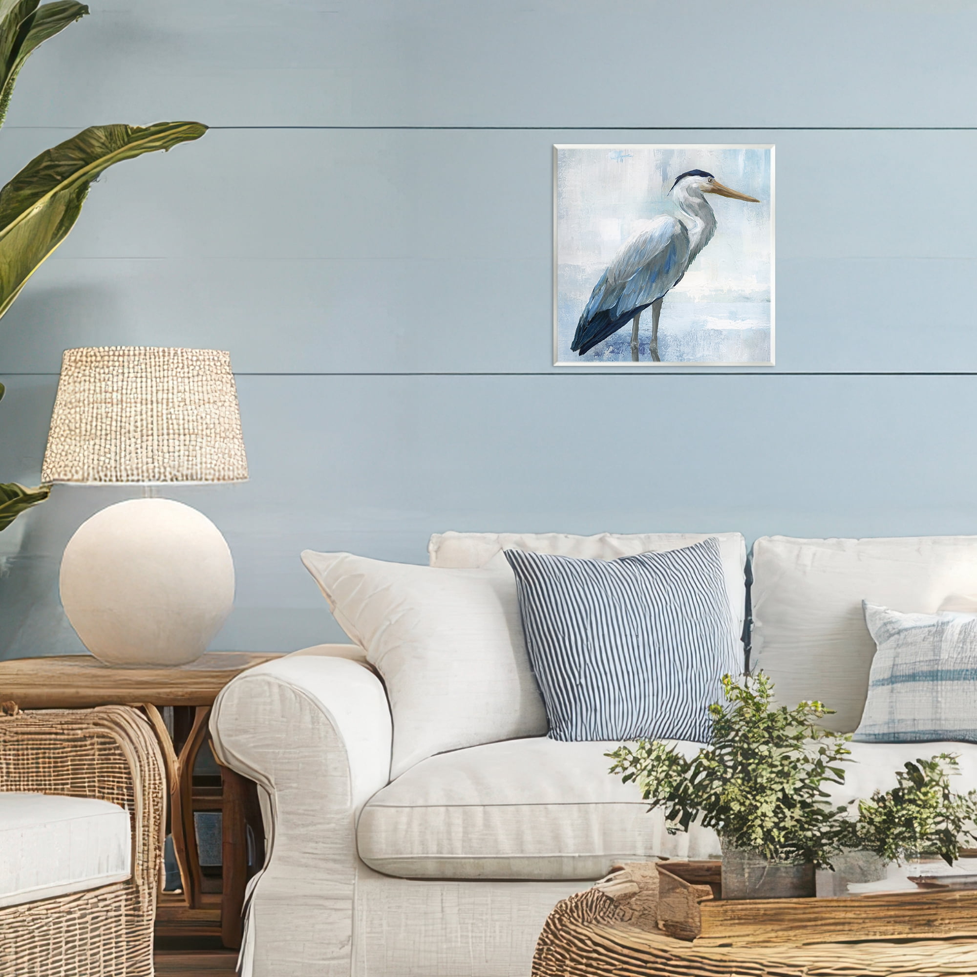 Stupell Industries Serene Blue Heron In Aqua Wall Plaque Art, design by Nan