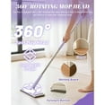 thumbnail image 4 of Snap Grip Mini Mop - Cloth Changing Mini Mop + Magic Cleaning Cloth*6, Automatic Gripping or Releasing, 360° Rotating Head & Universal Compatibility,Wet/Dry Use for Multi Cleaning(45.2in), 4 of 6