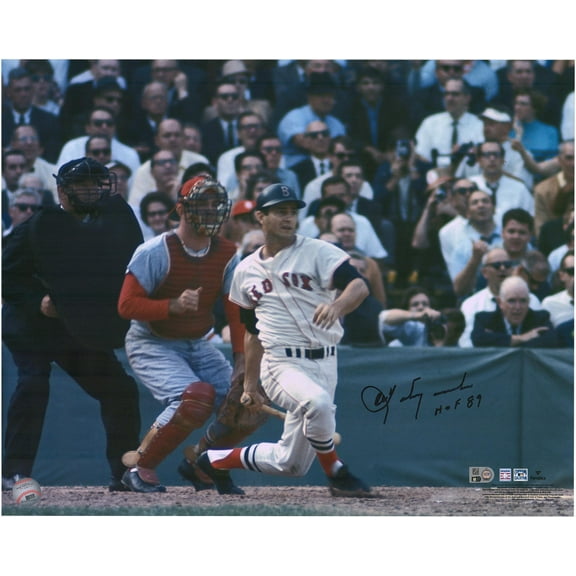 Carl Yastrzemski Boston Red Sox Autographed 16" x 20" 1967 World Series Hitting Photograph with "HOF 89" Inscription - Fanatics Authentic Certified