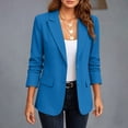 thumbnail image 6 of SETOOFF Women Solid Blazer Jacket, Notched Lapel Two Button Long Sleeve Flap Pockets Open Front Regular Fit Work Suit Coat Business Office Casual Layering Outerwear, 6 of 8