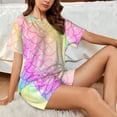 thumbnail image 6 of Womens Pajama Sets With Pocket, Fish Scale Lounge Sets Short Sleeve Sleepwear PJ Sets for Women, 6 of 6