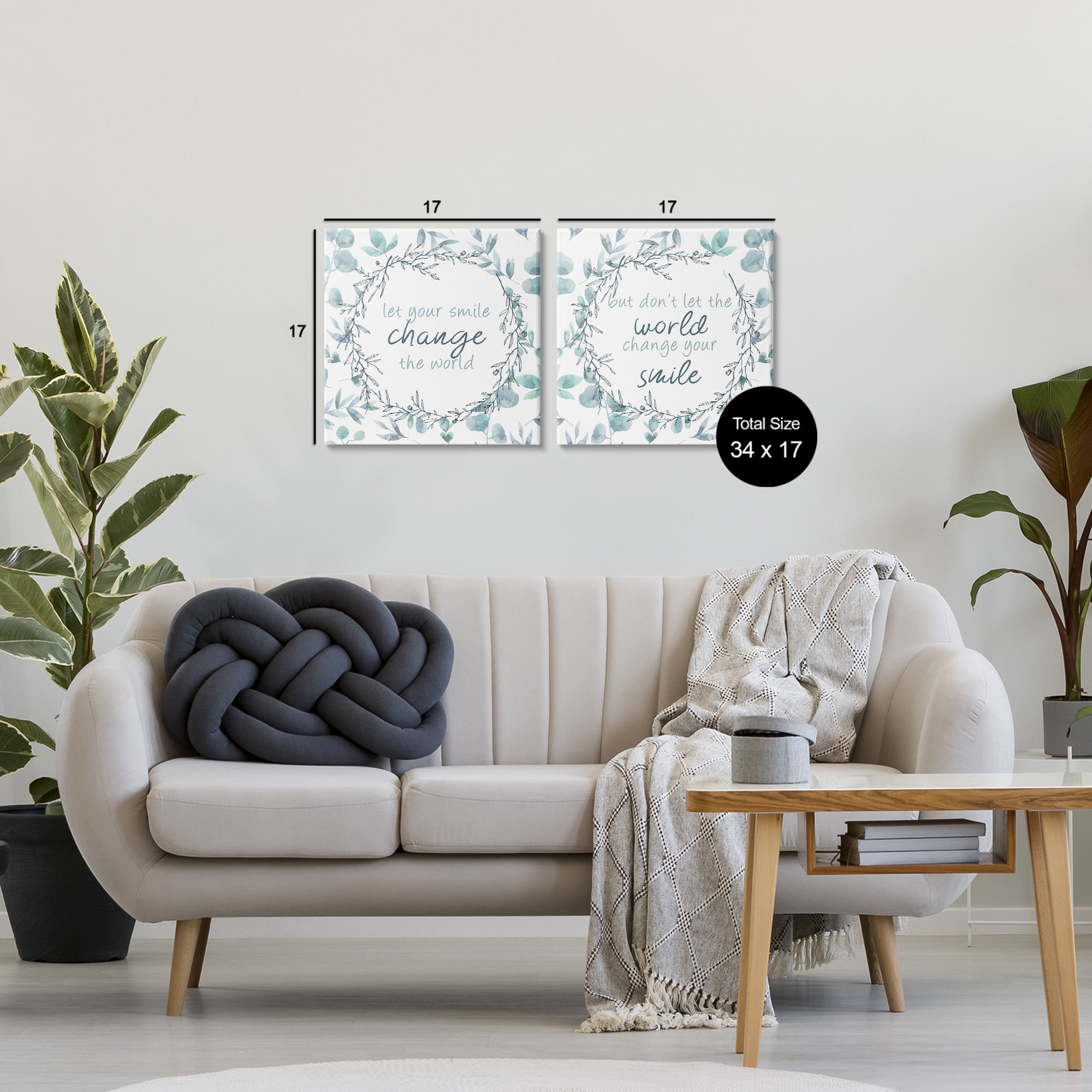 Stupell Industries Inspirational Smile Quotes 2 Piece Canvas Wall Art Set, design by Kim Allen