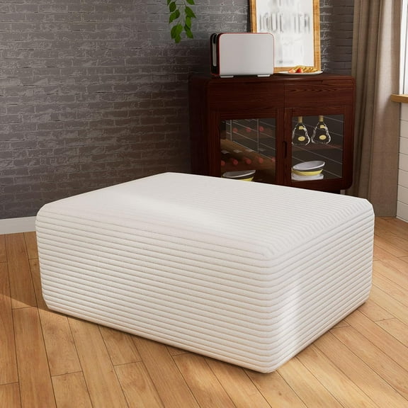 Modular Cloud Sectional Sofa – Oversized Deep Seat Couch with Pillows, Convertible Foam Sofa,Freely Configurable, for Living Room, Apartment, Bedroom (White, Ottoman)