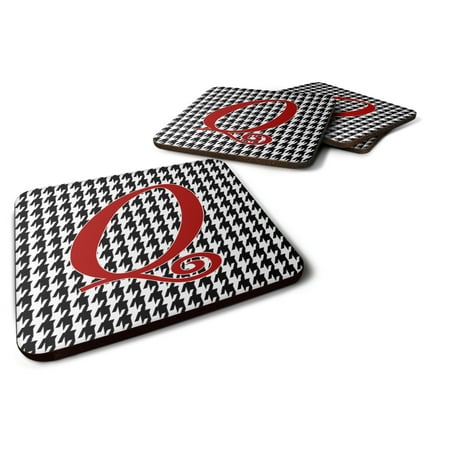 

Caroline s Treasures CJ1035-QFC Letter Q Initial Monogram - Houndstooth Black Foam Coaster Set of 4 3 1/2 x 3 1/2