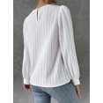 thumbnail image 4 of Women'S Long Sleeve Scoop Neck Pleated Front Fitted Blouse Tops White S, 4 of 8