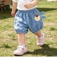 thumbnail image 4 of Twczz Baby Boys Harem Shorts- Soft Cotton Elastic Waist Cute Baggy Play Shorts Blue Size 6-24 Months, 4 of 6