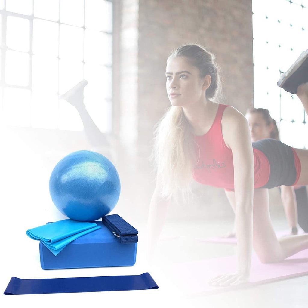 5Pcs Yoga Equipment Set Yoga Mat Ball Strap Band Home Pilates Fitness Exercise 