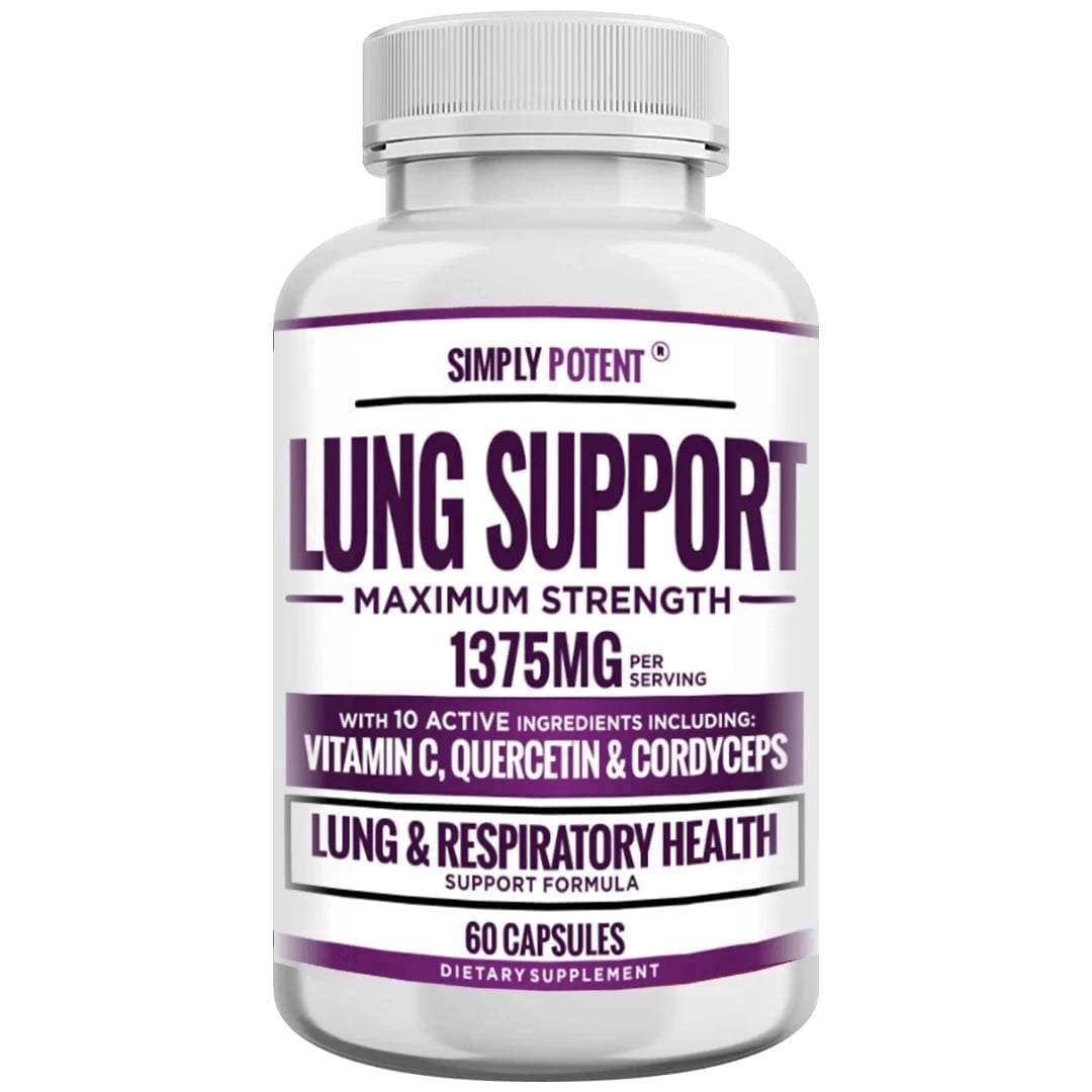 Simply Potent 10-in-1 Lung Cleanse & Detox, Respiratory & Lung Health Support with Quercetin, Butterbur & Cordyceps, 60 Capsules