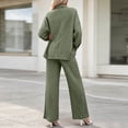 thumbnail image 6 of Zekutng 2 Piece Sets for Women Textured Button Down Shirt Wide Leg Pant 2-Piece Linen Co-ord Set,Sizes S-2XL, 6 of 6