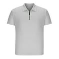 thumbnail image 4 of YYDGH Mens Zipper Polo Shirt Knit Casual Quarter Zip Tee Shirt Vintage Short Sleeve Collared T Shirt Summer Pullover Tshirt Gray M, 4 of 6