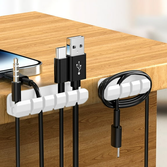 Silicone Desktop Cable Organizer, 3PC Magnetic Cable Clips & Silicon Cable Ties Set, Desk Cord Holder Data Cable Storage, Multi-hole Hub Punch Free Cable Winders, Wire Organizer Keeper