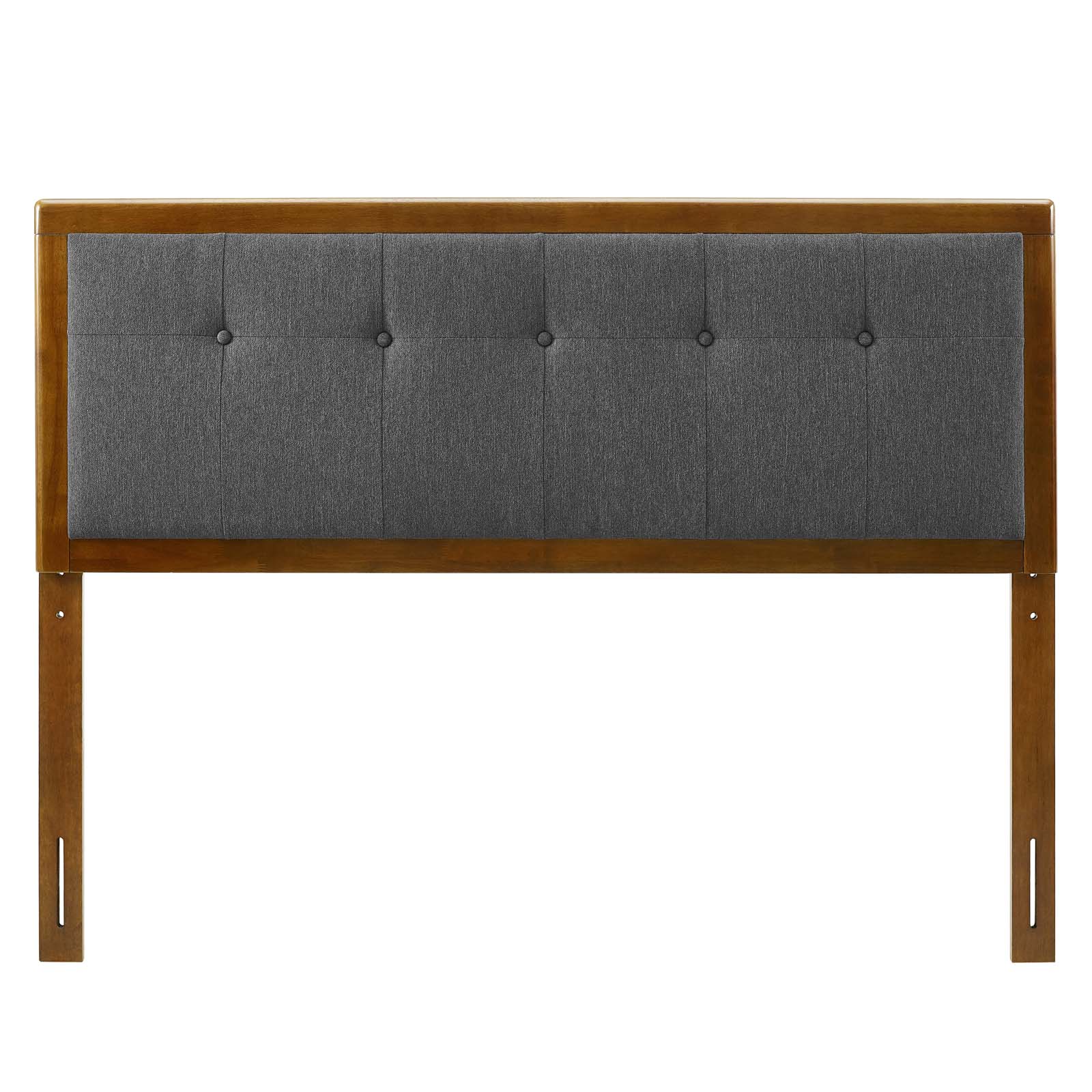 Tufted Headboard, Queen Size, Wood, Fabric, Brown Walnut Grey Gray, Modern Contemporary Urban Design, Bedroom Master Guest Suite