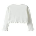 thumbnail image 6 of Girl's Bolero Shrug Cardigan Sweaters with Bows Long Sleeve One-button Knit Cardigans Soft Dress Cover Ups, 6 of 6