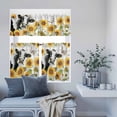 thumbnail image 6 of Kitchen Window Curtains Valance and Tier Set, Farmhouse Cow Sunflower Rod Pocket Tier Curtain Valance Set, Spring Yellow Flower Wood Plank Light Filtering Cafe Curtains for Bedroom Living Room, 6 of 9