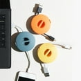 thumbnail image 3 of Portable Travel Round Mobile Phone Charging Cable Storage Box Rotatable Headphone Data Cable Winder Organizer Bag Container Case Blue, 3 of 6