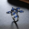thumbnail image 5 of EOEMY 18Kgold Plated Black Gun P Fashion Ring Green Aaa Zirconia Women Leaves B316-8-Blue, 5 of 7