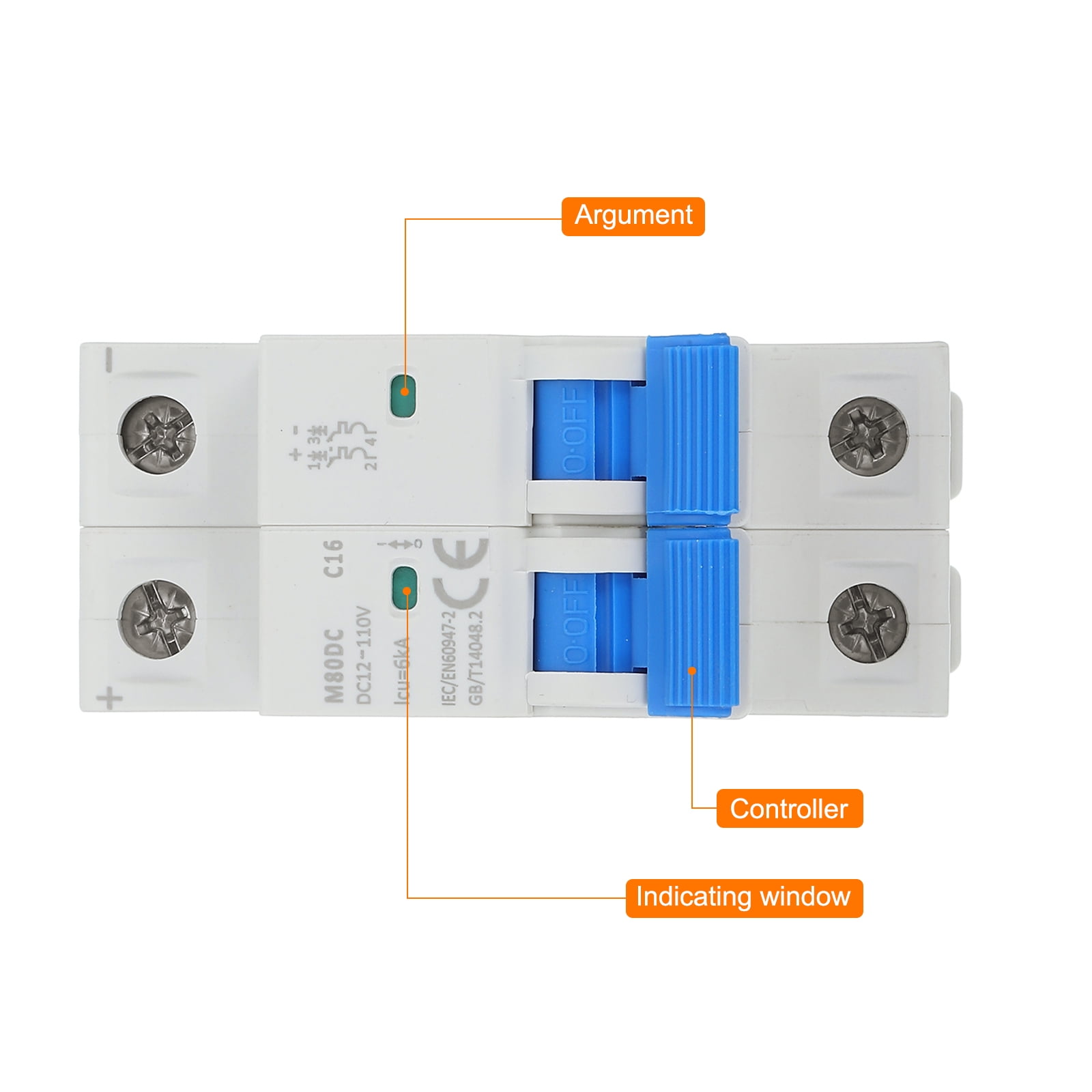 1 Pcs DC Miniature Circuit Breaker 2P 16A 12-110V Isolator M80DC DIN Rail Mount Disconnect Switch Circuit Breaker Protection Thermal Magnetic Trip