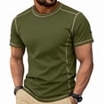 thumbnail image 2 of JULMCOMO T Shirts for Men Crew Neck Short Sleeve Regular Fit Contrast Seam Stitching Summer Shirt Casual Classic Tees Army Green S, 2 of 7