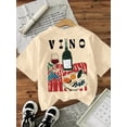 thumbnail image 4 of Aiyino Casual Summer Graphic Tee Women's Retro Wine Bottle Print Crew Neck T-Shirt Spring Summer Vacation Tops,Apricot L, 4 of 9