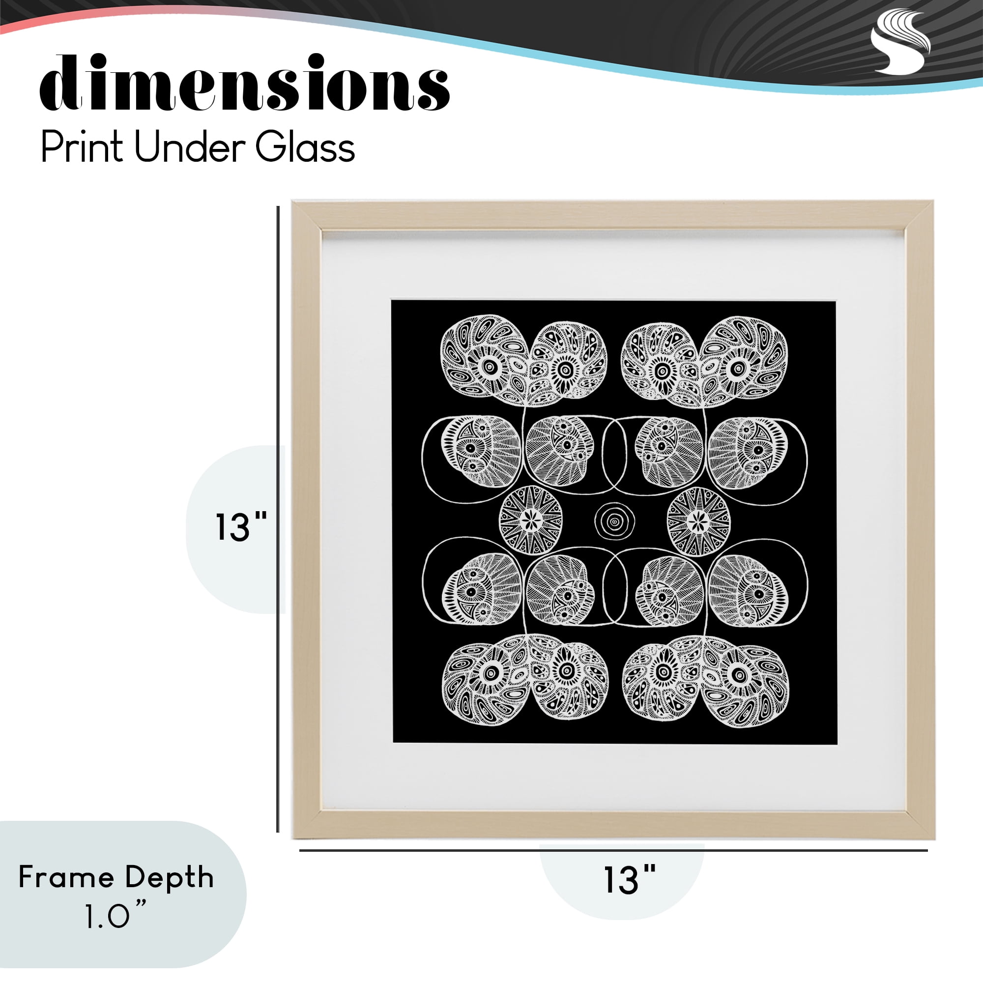 Stupell Industries Detailed Rounded Elementals Birch Framed Print Under Glass, design by El Perkin