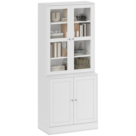 HOMCOM Bookcase Storage Cabinet, Modern Tall Bookshelf, White