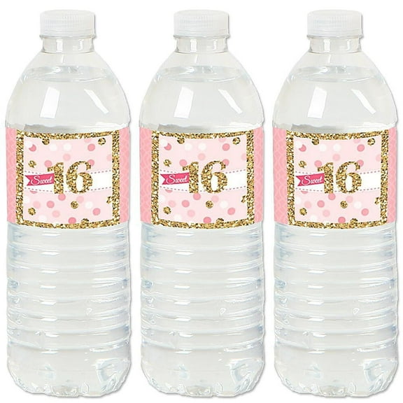 Big Dot of Happiness Sweet 16 - 16th Birthday Party Water Bottle Sticker Labels - Set of 20