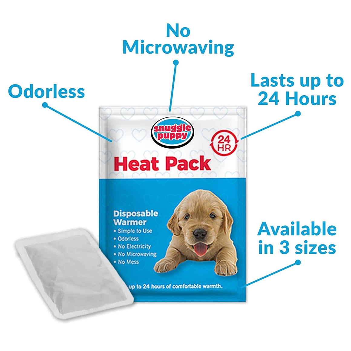 Snuggle Puppy Original Replacement Heat Packs for Pets - Contains 12 Replacement Heat Packs which are odourless and Made with All Natural Ingredients.