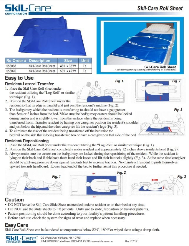 SkiL-Care Transfer and Reposition Sheets, Roll Sheet, 50"L x 42"W