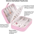 thumbnail image 3 of HLONK Jewelry Box  Small Portable Travel Case  2 Layers Organizer Display Storage Holder Box for Rings  Earrings  Necklaces  Bracelets (White), 3 of 7