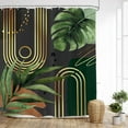 thumbnail image 2 of Dark Green Boho Shower Curtain Retro Mid Century Bathroom Minimalist Tropical Modern 72Wx72L Inches Bath Accessories Art Home Decor Fabric 12 Pack Hook, 2 of 6