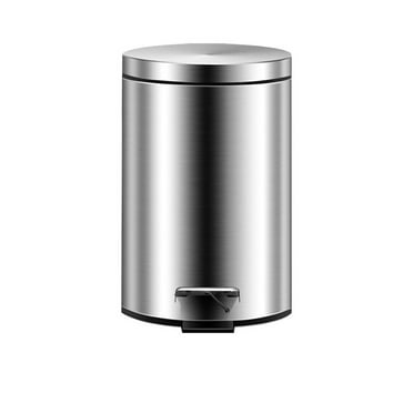 Stainless Steel Round Kitchen Step Trash Can,Step Trash Can with Lid and Foot Pedal,Round Step Trash Can,Thickened Stainless Steel Garbage Can for Office, Home and Kitchen