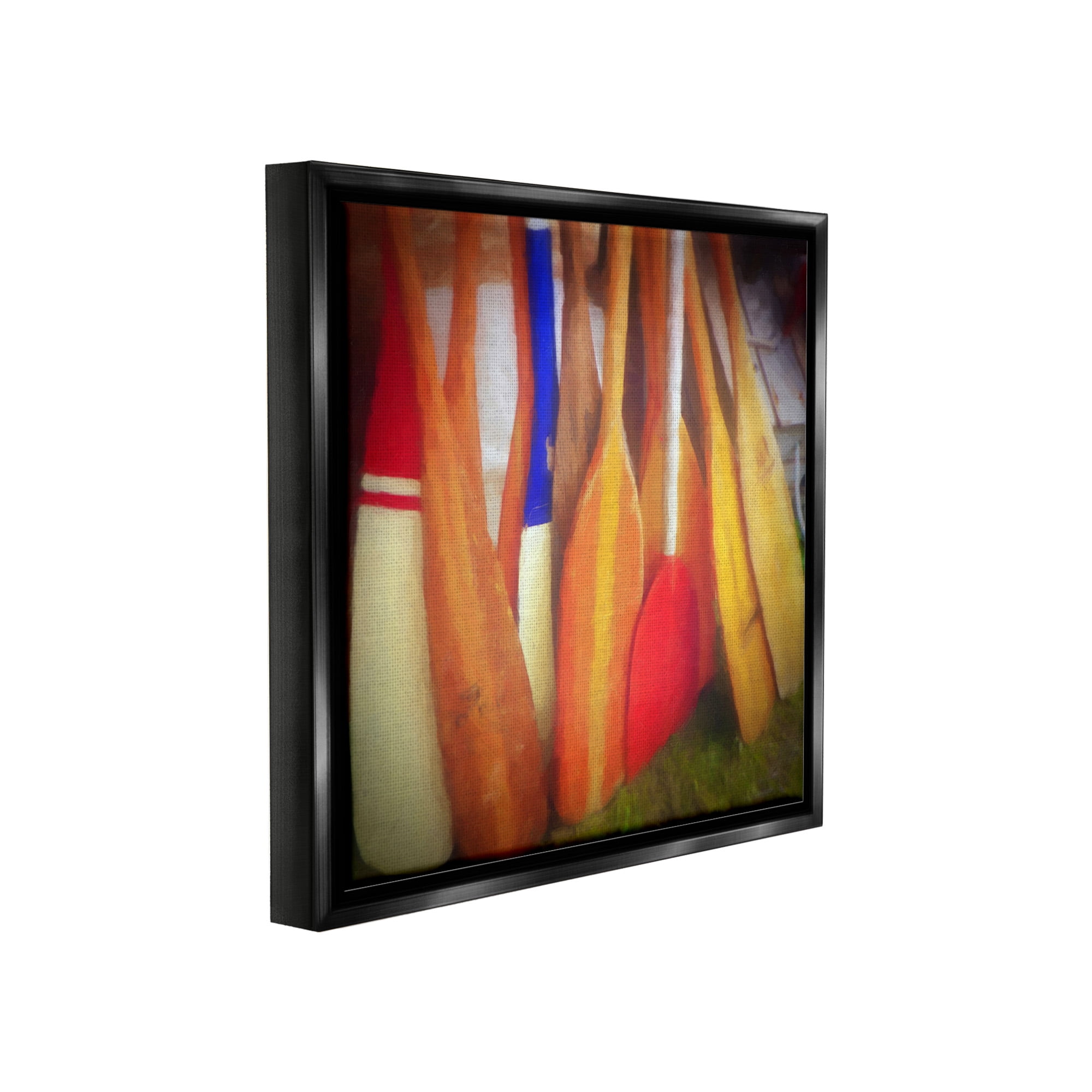 Stupell Industries Nautical Boating Oars Abstract Painting Black Floater Framed Canvas Art Print Wall Art, 18 x 18