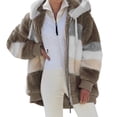 thumbnail image 1 of Abrigo de felpa suelto Moda Casual Chaqueta con capucha Suave cálido Otoño Invierno para mujer Irfora Beige/3XL, 1 of 6