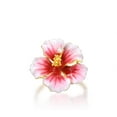 thumbnail image 2 of Santuzza 925 Sterling Silver Peony Ring Cubic Zirconia Enamel Pink Flower Ring for Women, 2 of 4