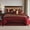 Red, variant on Foliage Embroidery 7-Piece Comforter Set in Burgundy & Gold, Includes Bed Skirt - Queen Size Luxury Bedding
