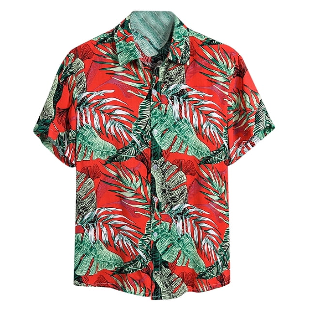 Leutsin Cardigan à Manches Courtes Imprimé Boutons Colorés Chemise Décontractée pour Hommes