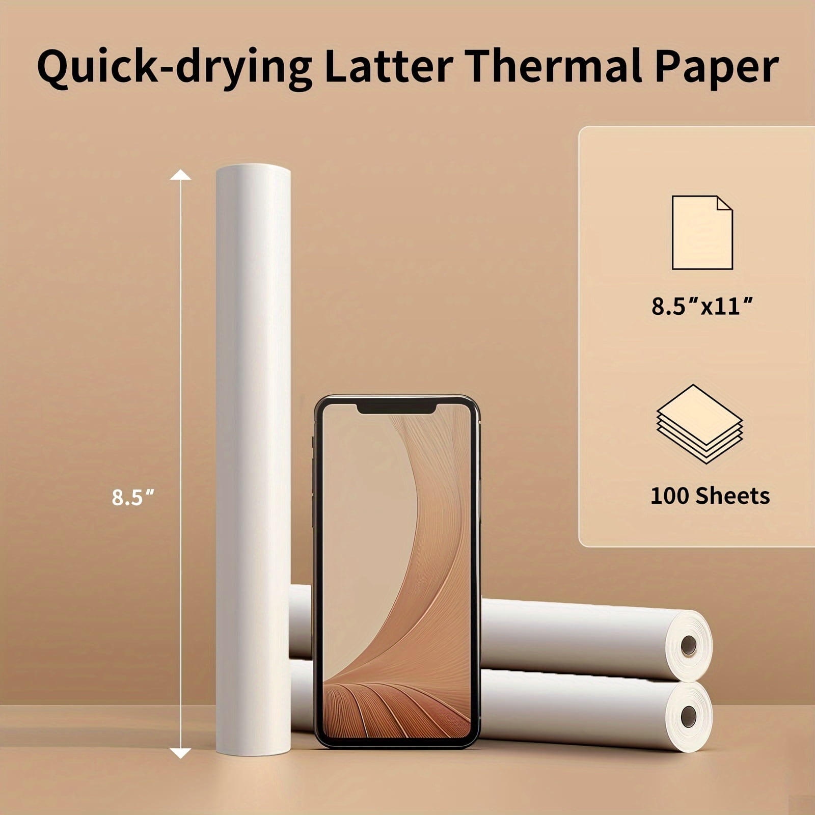 A4 Quick-Dry Thermal Paper for Portable Printer, Thicker Brighter And The Font Is Clearer to Make The Printing Quality Better, 3/6 Rolls, Multipurpose Thermal Paper for Thermal Printer