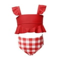 thumbnail image 2 of Qertyioot Baby Girls Swimwear Toddler Kids Ruffles Print Two Piece Swimsuit Bathing Beach, 2 of 8