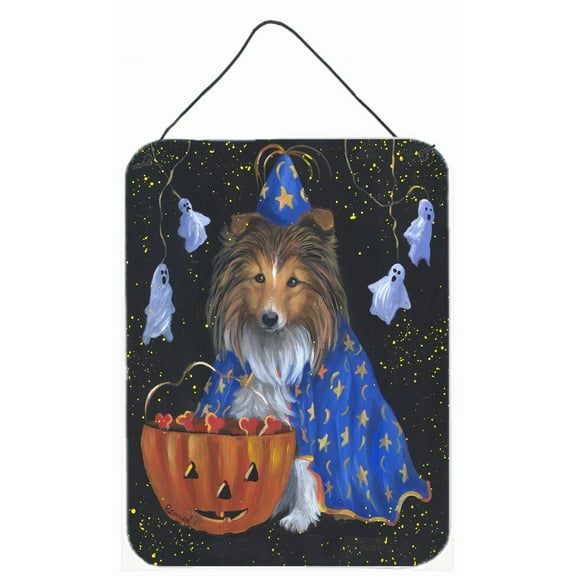 Carolines Treasures PPP3186DS1216 Sheltie Halloween Witch Wall or Door Hanging Prints 12x16 multicolor