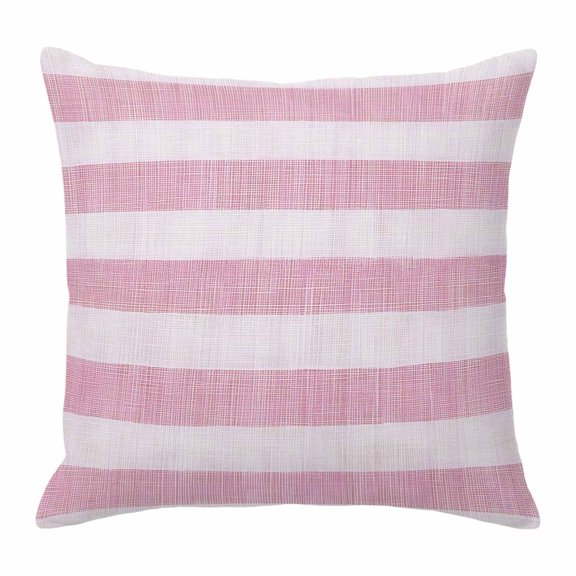 Throw Pillow Covers, Pink Striped Decorative Throw Pillow Covers 20x20 Inch, Farmhouse Vintage Stripes Square Linen Pillow Cases for Couch/Living Room/Sofa