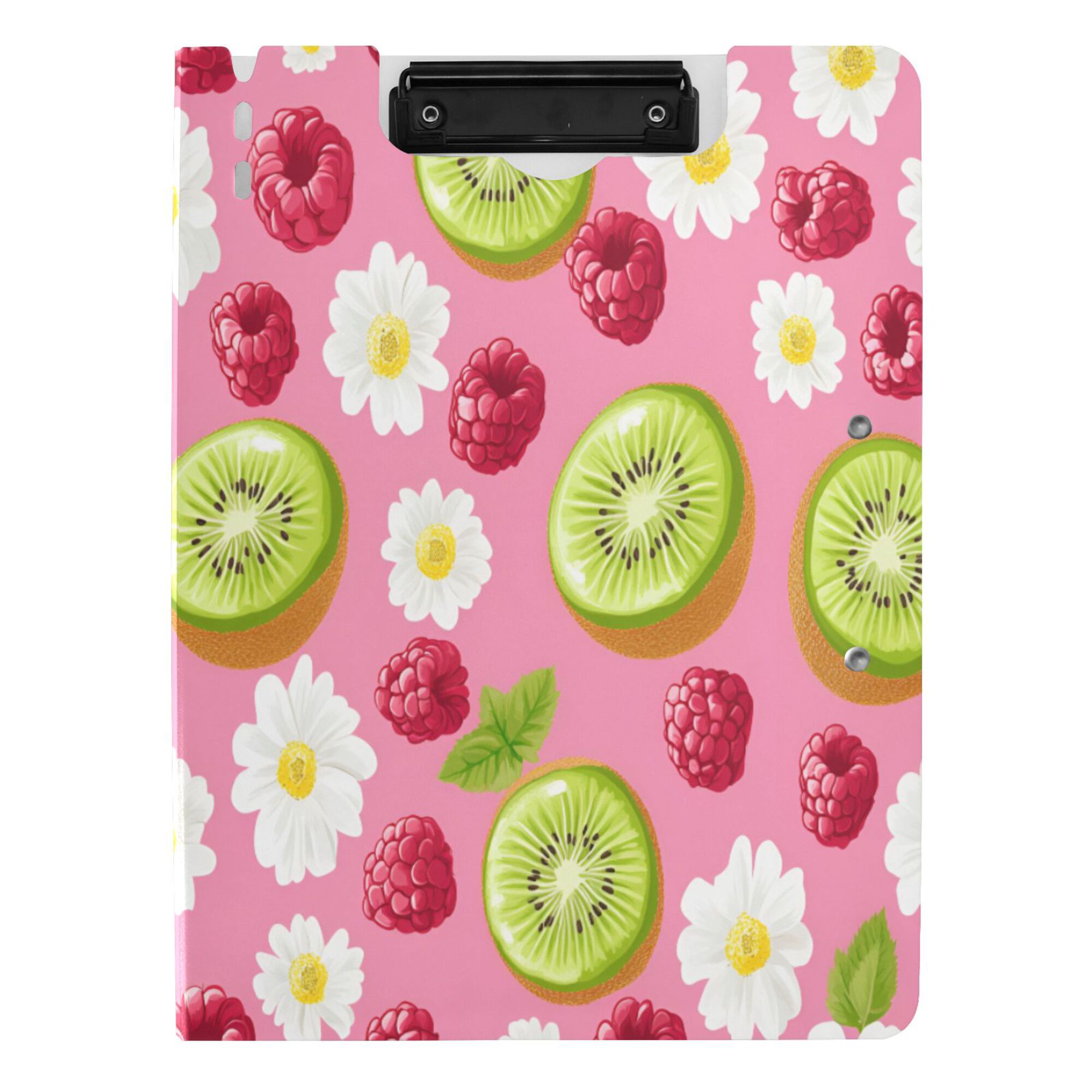FORMRS A4 Clipboard Folder with Pen Holder Horizontal Foldable School Office Binder, Floral Raspberries