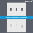 thumbnail image 4 of WWS-2 Pack 3-Gang Toggle Wall Plate, Unbreakable Polycarbonate Triple Light Switch Cover, cUL Listed Standard Size Faceplate, White, 4 of 4