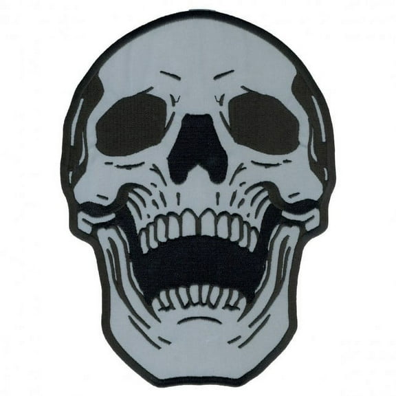 Live Free Skull, High Quality Iron-on / Saw-on, Heat Sealed Backing Rayon Reflective PATCH - 7" X 10"