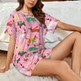thumbnail image 4 of Rocae Different Dogs Christmas for Two Piece Sleepwear Pajamas Sets for Women Soft Short-Sleeved Pjs with Lounge Shorts -X-Large, 4 of 6