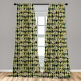 thumbnail image 5 of Ambesonne Baroque Curtains, Flowers Diamond Like Back, Pair of 28"x84", Eggplant and Yellow Green, 5 of 5