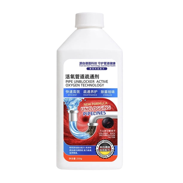 Desatascador y Limpiador de Tuberías Líquido 250ml con Oxígeno Activo, Eliminador de Atascos de Acción Rápida para Cocina, Baño, Inodoro, Desagües de Suelo, Neutralizador de Olores