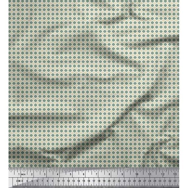 Soimoi Japan Crepe Satin Fabric Geometric Small Print Sewing Fabric Yard 42 Inch Wide