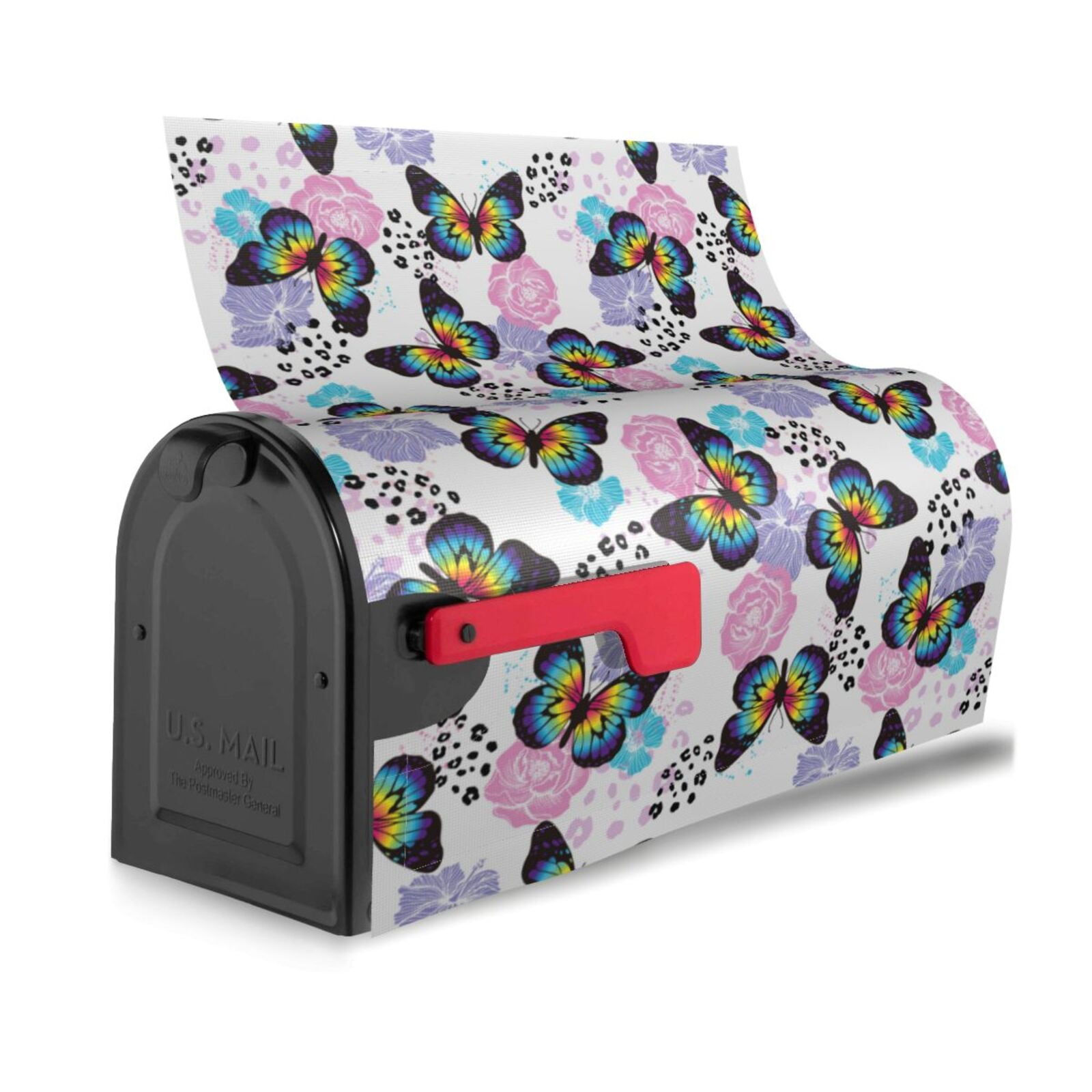 Logiee Bright Butterflies1 Print Post Letter Box Wrap Decor, Mailbox Cover Suitable for Standard Mailbox and Large Size Mailbox,Outdoor Yard Decoration-21x18 in