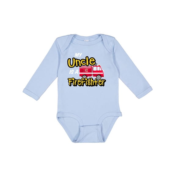 Inktastic My Uncle is a Firefighter with Fire Truck Boys or Girls Long Sleeve Baby Bodysuit