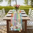 thumbnail image 4 of Table Runners 90 Inches Long Dress Scarves, Easter Bunny Farmhouse Coffee/Dining/Kitchen Table Runner for Living Room, Farmhouse Colorful Eggs Tulip Wooden Grain 13x90 Inch, 4 of 9